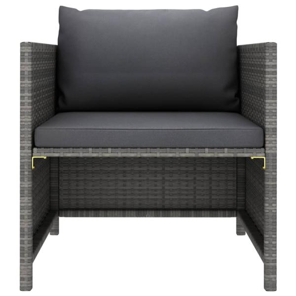 8-tlg. Garten-Lounge-Set mit Kissen Poly Rattan Grau
