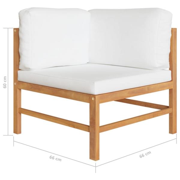 12-tlg. Garten-Lounge-Set mit Creme Kissen Massivholz Teak