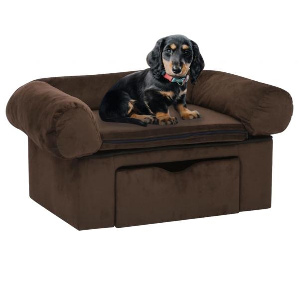 ARDEBO.de - Hundesofa mit Schublade Braun 75x50x38 cm Plüsch