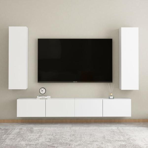 ARDEBO.de - 4-tlg. TV-Schrank-Set Weiß Holzwerkstoff