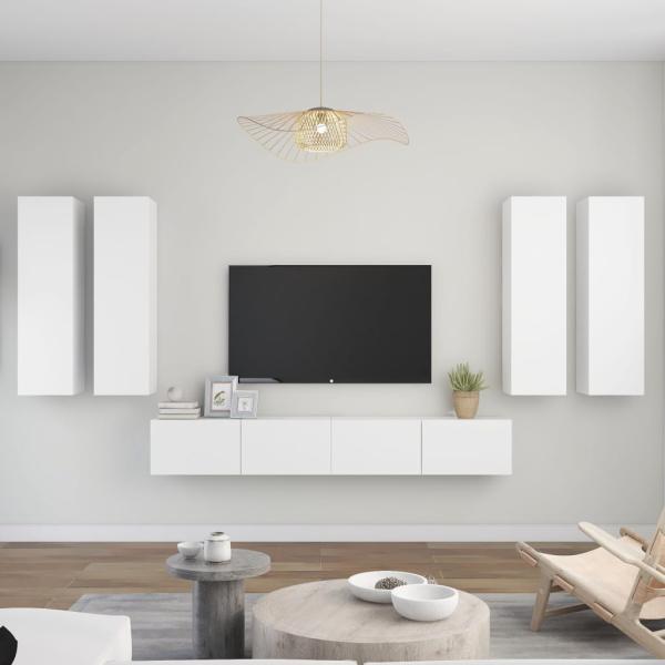 ARDEBO.de - 6-tlg. TV-Schrank-Set Weiß Holzwerkstoff