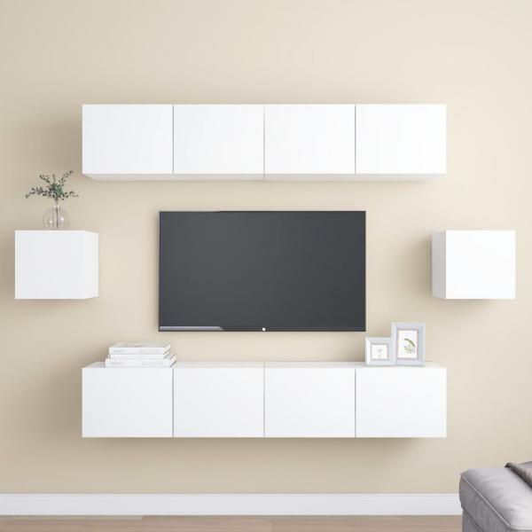 ARDEBO.de - 6-tlg. TV-Schrank-Set Weiß Holzwerkstoff