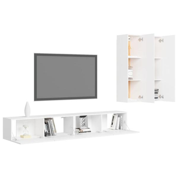 4-tlg. TV-Schrank-Set Weiß Holzwerkstoff