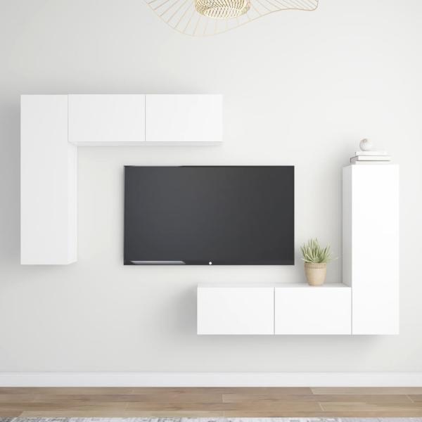 ARDEBO.de - 4-tlg. TV-Schrank-Set Weiß Holzwerkstoff