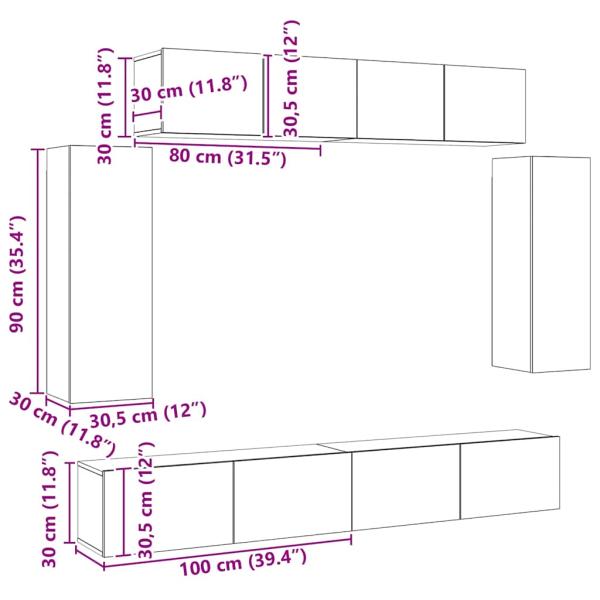 6-tlg. TV-Schrank-Set Weiß Holzwerkstoff
