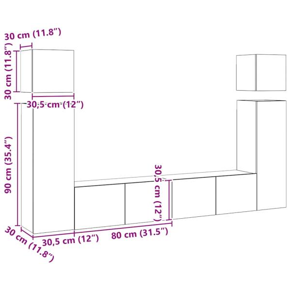 8-tlg. TV-Schrank-Set Weiß Holzwerkstoff