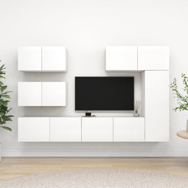 ARDEBO.de - 6-tlg. TV-Schrank-Set Weiß Holzwerkstoff