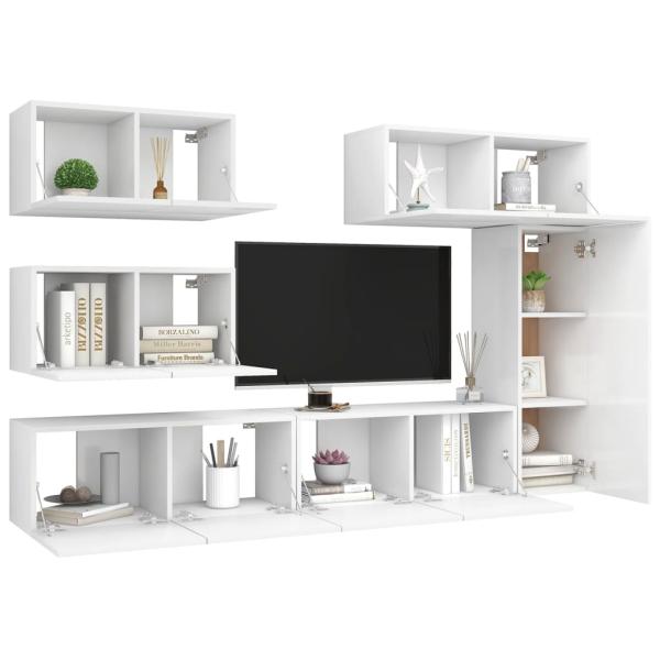 6-tlg. TV-Schrank-Set Weiß Holzwerkstoff