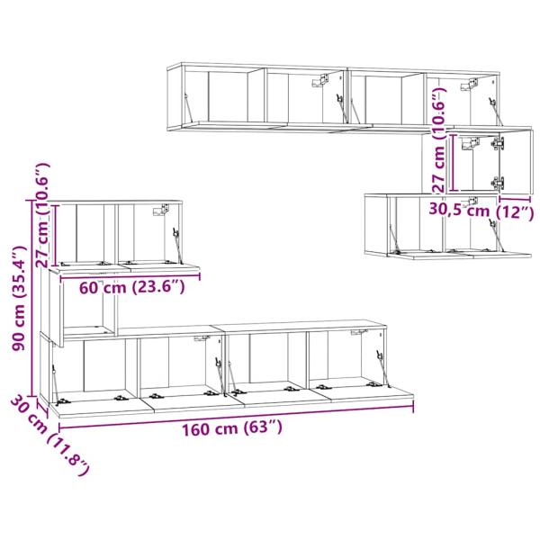 8-tlg. TV-Schrank-Set Weiß Holzwerkstoff