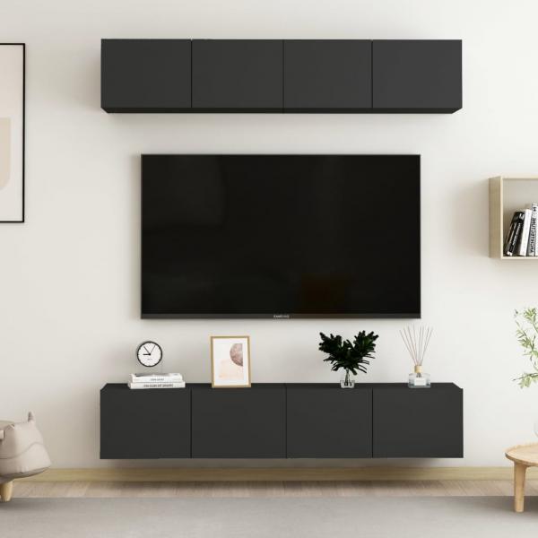 ARDEBO.de - TV-Schränke 4 Stk. Schwarz 80x30x30 cm Holzwerkstoff