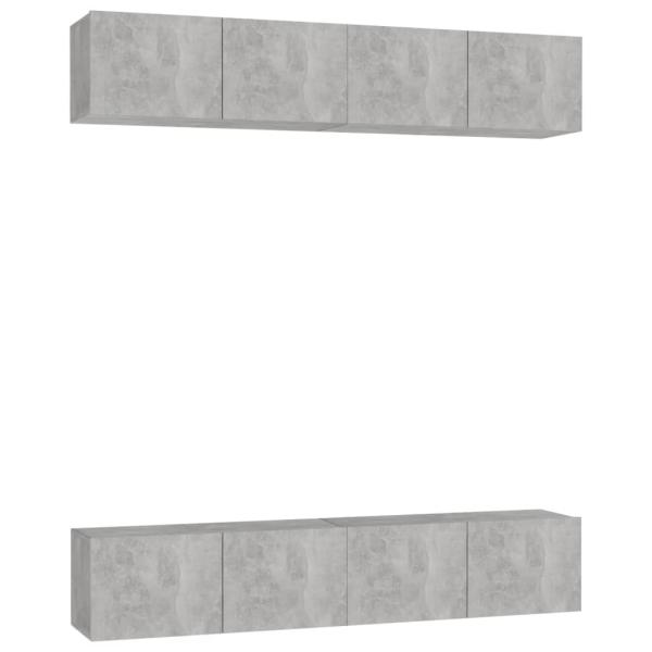 TV-Schränke 4 Stk. Betongrau 80x30x30 cm Holzwerkstoff