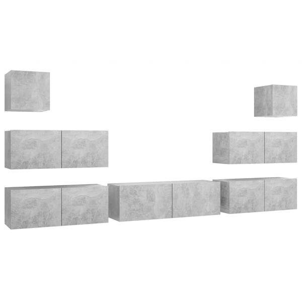 7-tlg. TV-Schrank-Set Betongrau Holzwerkstoff