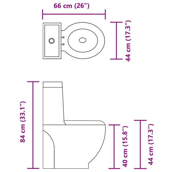 WC Keramik-Toilette Badezimmer Rund Senkrechter Abgang Weiß 