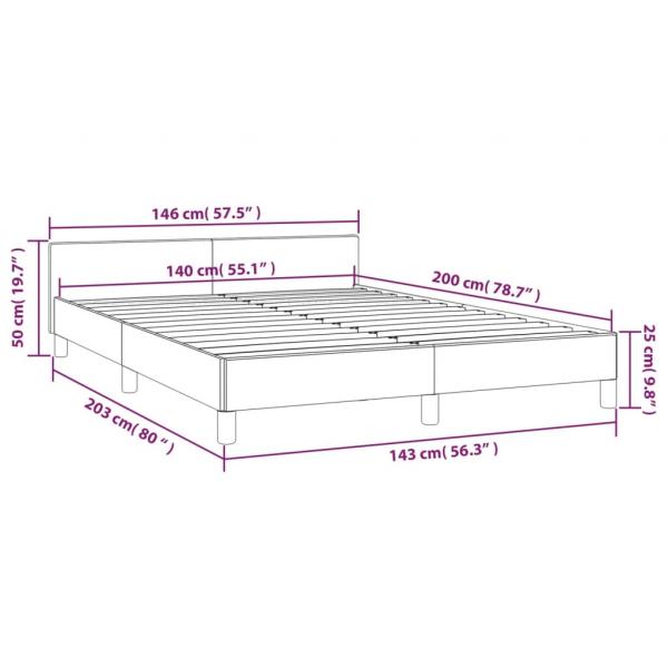 Bettgestell mit Kopfteil Cappuccino-Braun 140x200 cm Kunstleder