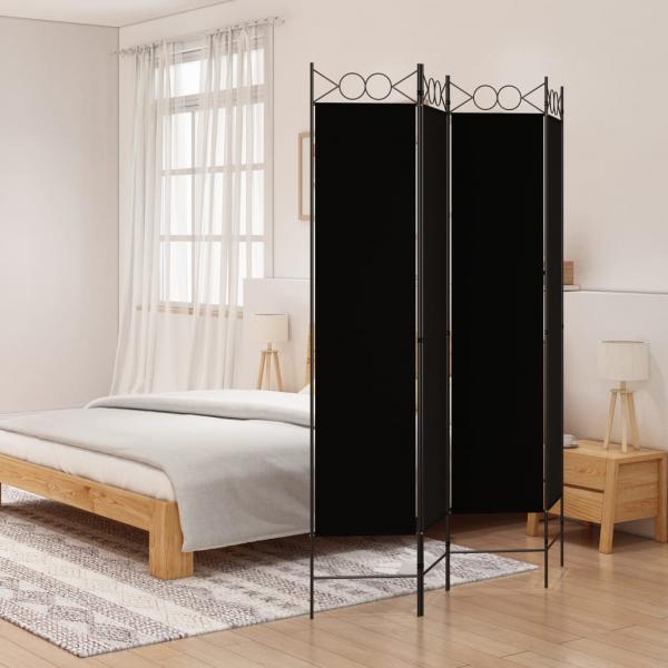 ARDEBO.de - 4-tlg. Paravent Schwarz 160x200 cm Stoff