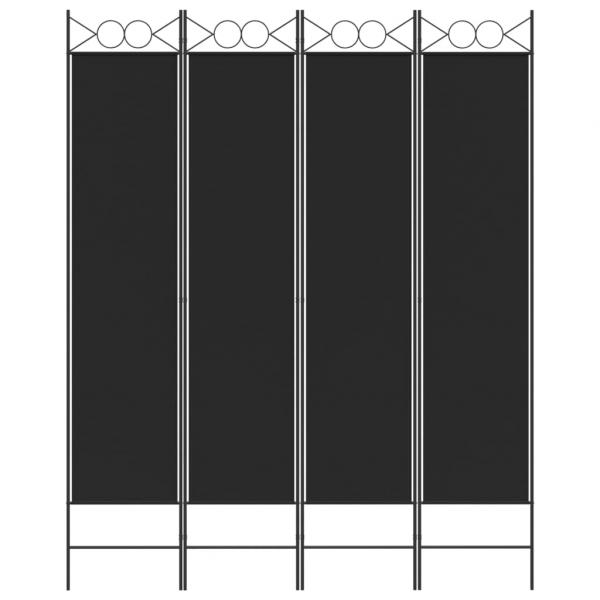 4-tlg. Paravent Schwarz 160x200 cm Stoff