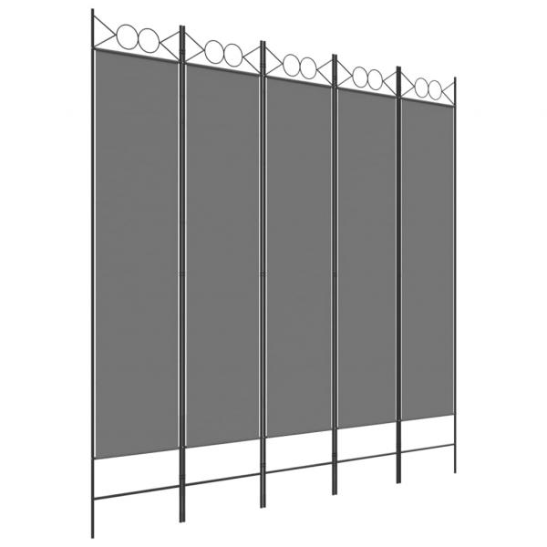 5-tlg. Paravent Anthrazit 200x200 cm Stoff
