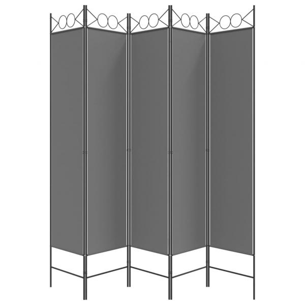 5-tlg. Paravent Anthrazit 200x200 cm Stoff