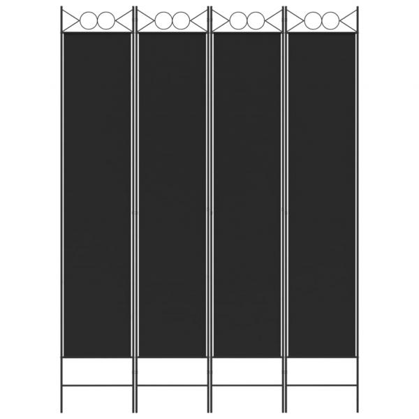 4-tlg. Paravent Schwarz 160x220 cm Stoff