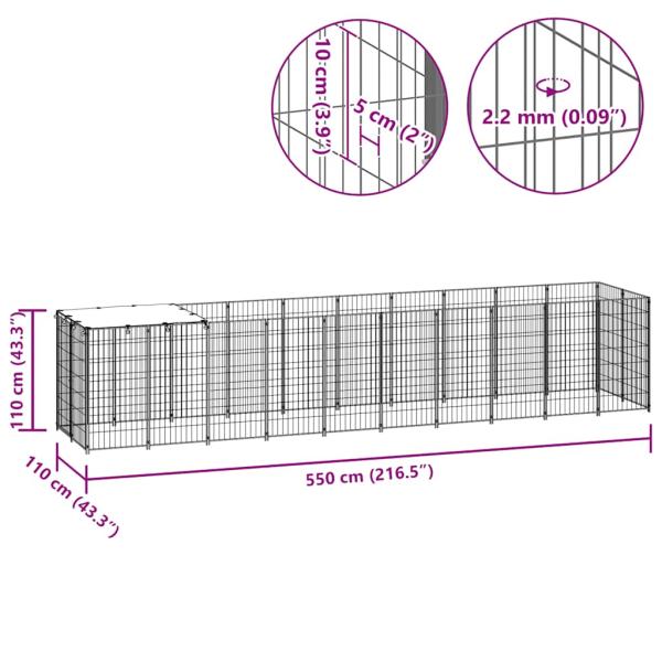 Hundezwinger Schwarz 6,05 m² Stahl   
