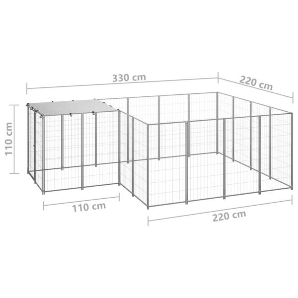 Hundezwinger Silbern 6,05 m² Stahl  