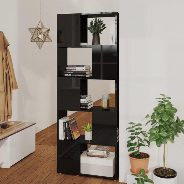 ARDEBO.de - Bücherregal Raumteiler Hochglanz-Schwarz 60x24x155 cm