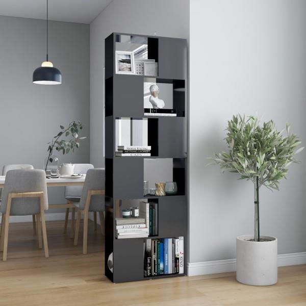 ARDEBO.de - Bücherregal Raumteiler Hochglanz-Grau 60x24x186 cm