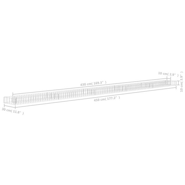 Gabionen-Hochbeet Verzinkter Stahl 450x30x10 cm