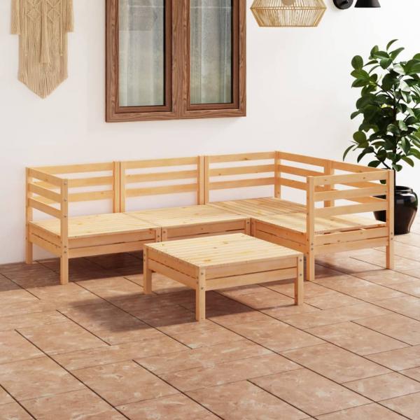 ARDEBO.de - 5-tlg. Garten-Lounge-Set Massivholz Kiefer