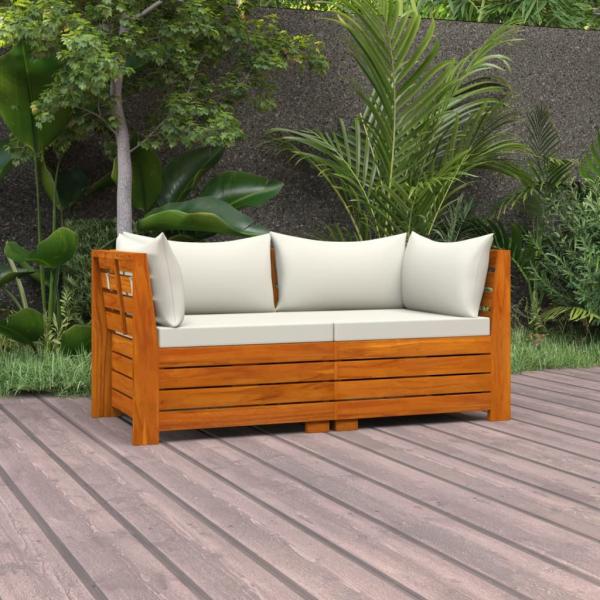 ARDEBO.de - 2-Sitzer-Gartensofa mit Kissen Massivholz Akazie