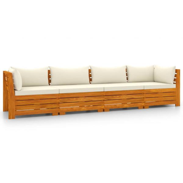 4-Sitzer-Gartensofa mit Kissen Massivholz Akazie