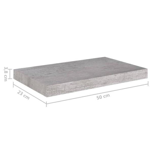 Schweberegale 2 Stk. Betongrau 50x23x3,8 cm MDF