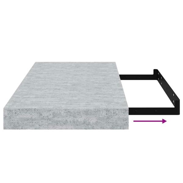 Schweberegale 2 Stk. Betongrau 50x23x3,8 cm MDF