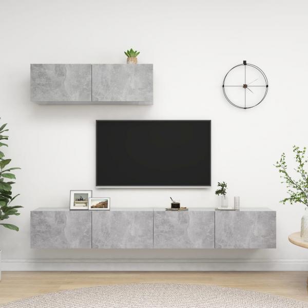 ARDEBO.de - TV-Schränke 3 Stk. Betongrau Holzwerkstoff