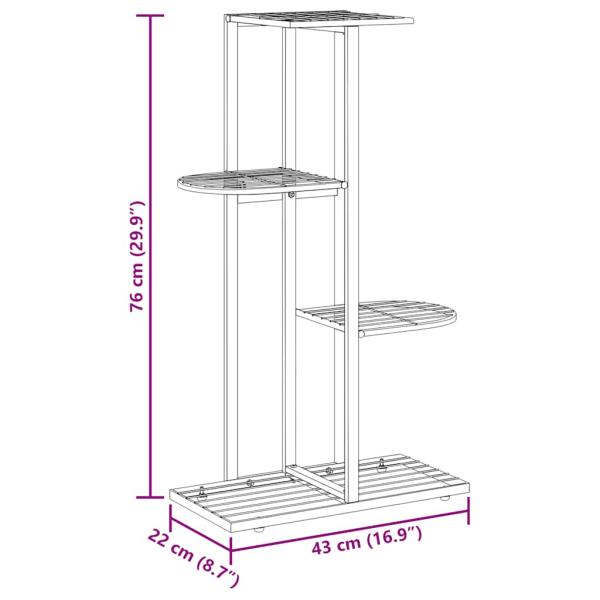 Blumenständer 4-Etagen 43x22x76 cm Schwarz Metall