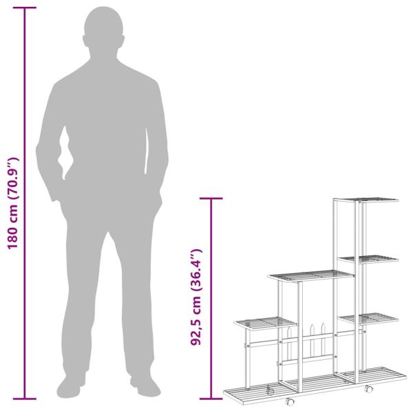 Blumenständer auf Rollen 94,5x25x92,5 cm Weiß Metall