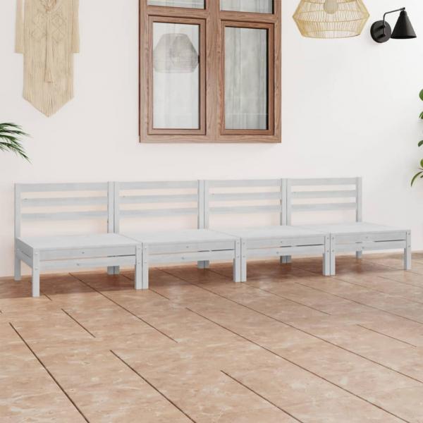 ARDEBO.de - 4-tlg. Garten-Lounge-Set Weiß Kiefer Massivholz
