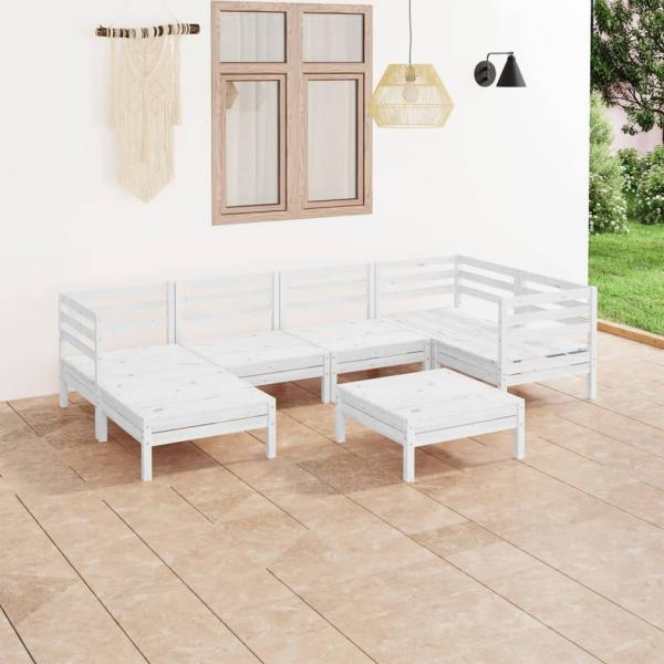 ARDEBO.de - 7-tlg. Garten-Lounge-Set Massivholz Kiefer Weiß