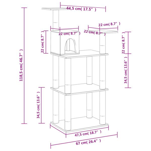 Kratzbaum mit Sisal-Kratzsäulen Creme 118,5 cm