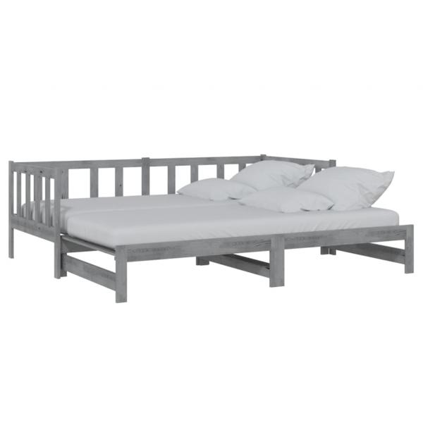Tagesbett Ausziehbar Grau Kiefer Massivholz 2x(90x200) cm