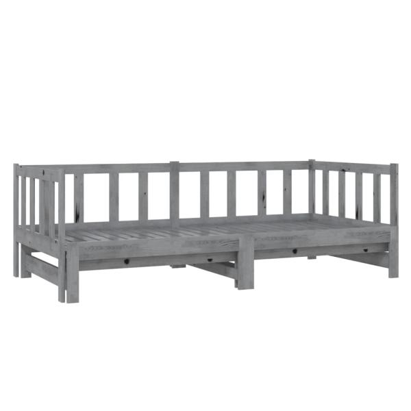 Tagesbett Ausziehbar Grau Kiefer Massivholz 2x(90x200) cm