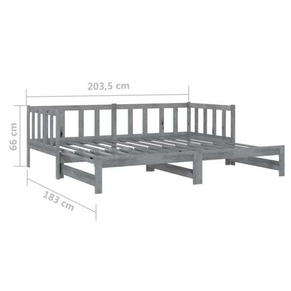 Tagesbett Ausziehbar Grau Kiefer Massivholz 2x(90x200) cm