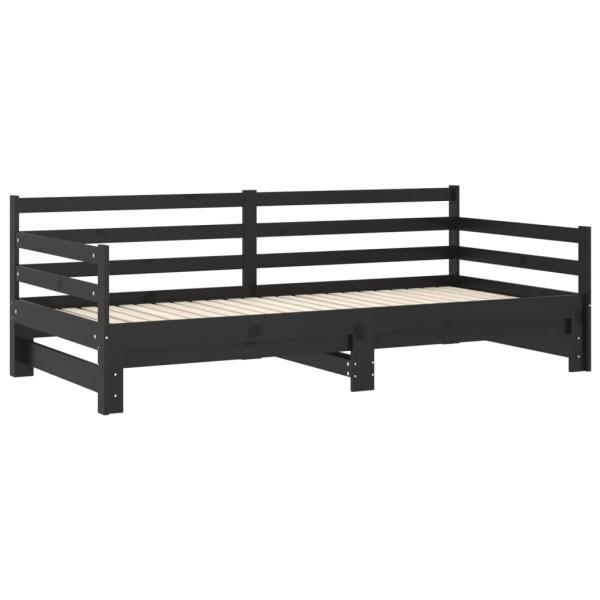 Tagesbett Ausziehbar Schwarz Massivholz Kiefer 2x(90x200) cm  