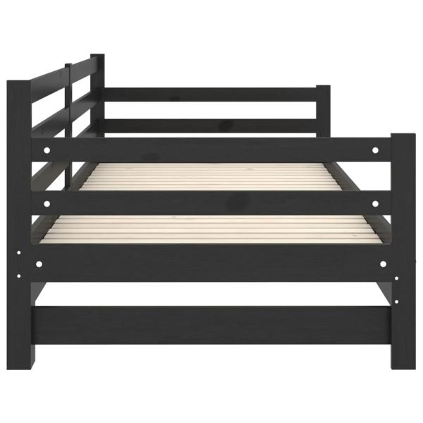 Tagesbett Ausziehbar Schwarz Massivholz Kiefer 2x(90x200) cm  