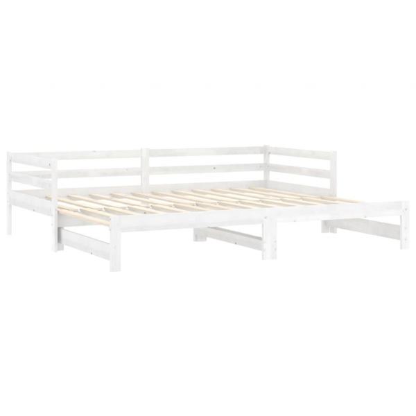 Tagesbett Ausziehbar Weiß Kiefer Massivholz 2x(90x200) cm