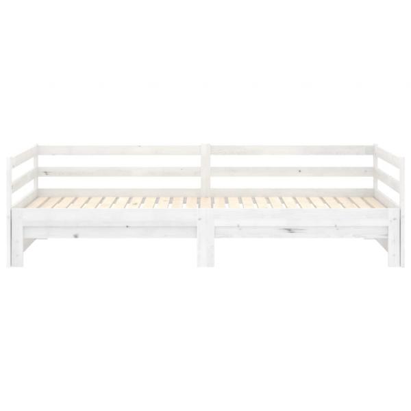Tagesbett Ausziehbar Weiß Kiefer Massivholz 2x(90x200) cm