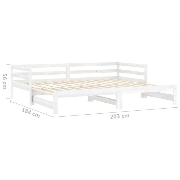 Tagesbett Ausziehbar Weiß Kiefer Massivholz 2x(90x200) cm