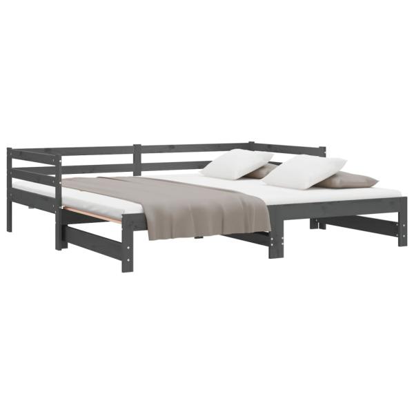 ARDEBO.de - Ausziehbares Tagesbett Grau Massivholz Kiefer 2x(90x200) cm