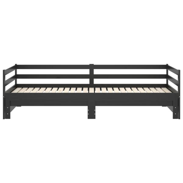 Tagesbett Ausziehbar Schwarz Kiefer Massivholz 2x(90x200) cm
