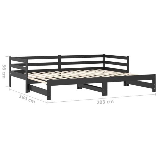 Tagesbett Ausziehbar Schwarz Kiefer Massivholz 2x(90x200) cm